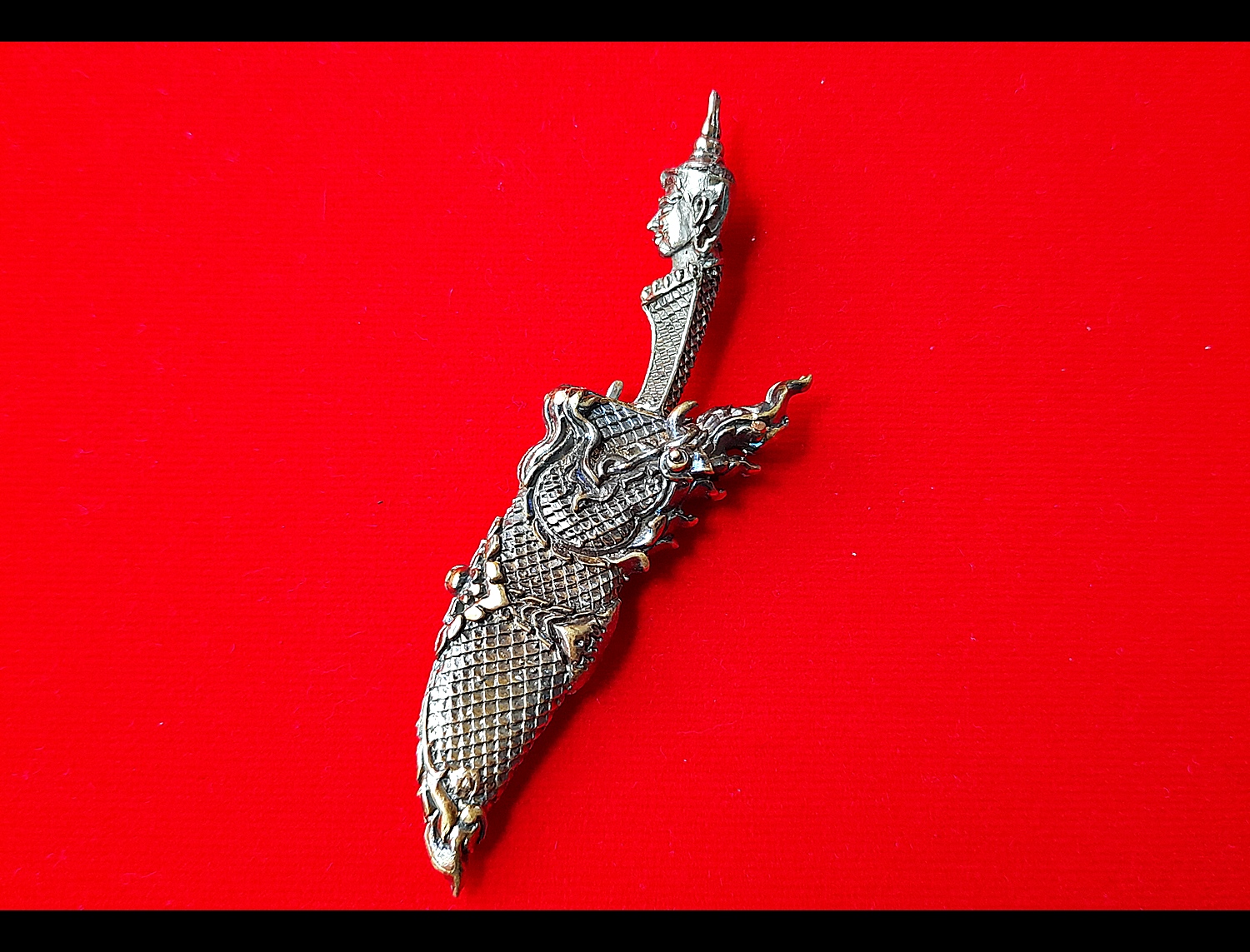 มีดหมอท้าววิรูปักษ์ (ท้าววิรูปักษ์ เทวดาผู้เป็นใหญปกครองพญานาค) หล่อนำฤกษ์ เนื้อสัตตะโลหะ (พิเศษ(เฉพาะหล่อนำฤกษ์)) ปี2564 #รับประกันแท้ - หลวงพ่อหนุน วัดพุทธโมกข์