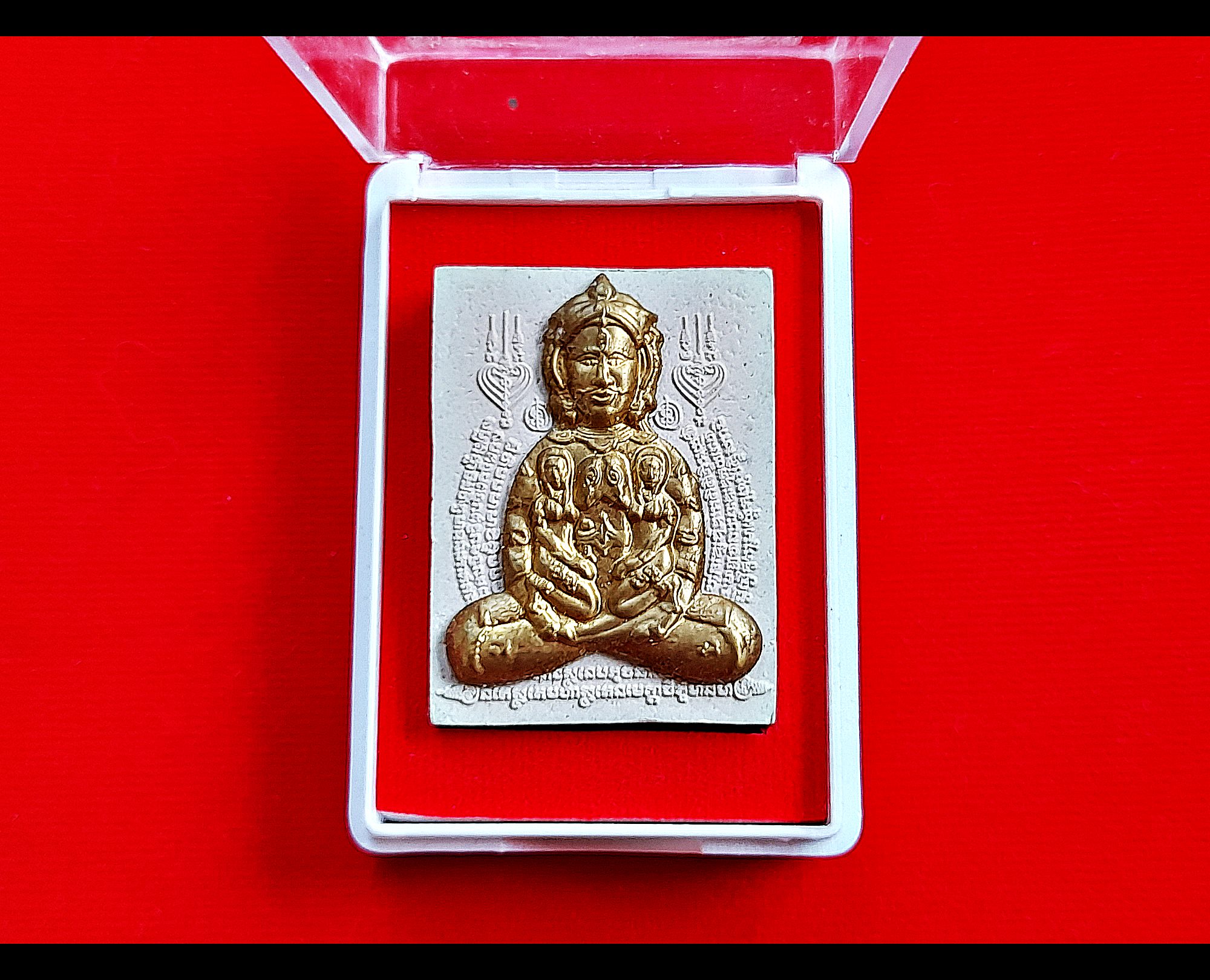 โครตขุนแผน พระเจ้าสร้างโลก (ด้านหน้ายันต์นะอกแตก นางล้อม) เนื้อผง ฝั่งตะกรุดเงิน1ดอก ฝั่งพลอย (เมตตา เสน่ห์ ลาภ) #รับประกันแท้ - หลวงปู่อุดมทรัพย์(พระอาจารย์จ่อย) วัดเวฬุวัน จ.ศรีสระเกษ จัดสร้างและดำเนินการปลุกเสก