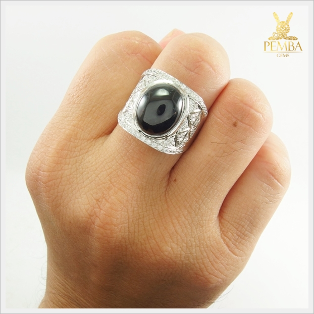 แหวนนิลแท้ เงินแท้925 ชุบทองคำขาว เพิ่มความมั่นใจ ลูกน้องรักใคร่