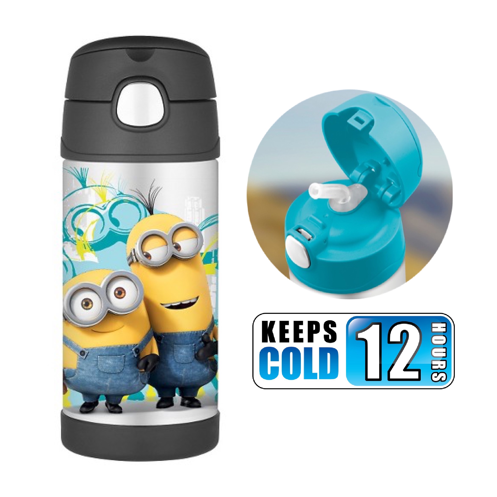 กระติกน้ำสเตนเลสรักษาอุณหภูมิ Thermos FUNtainer Vacuum Insulated Stainless Steel Bottle 12OZ (Minions)