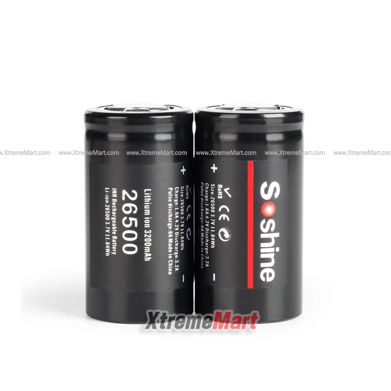 Soshine 26500 3.7 V 3200 mAh Lithium-ion rechargeable battery (ก้อนละ)
