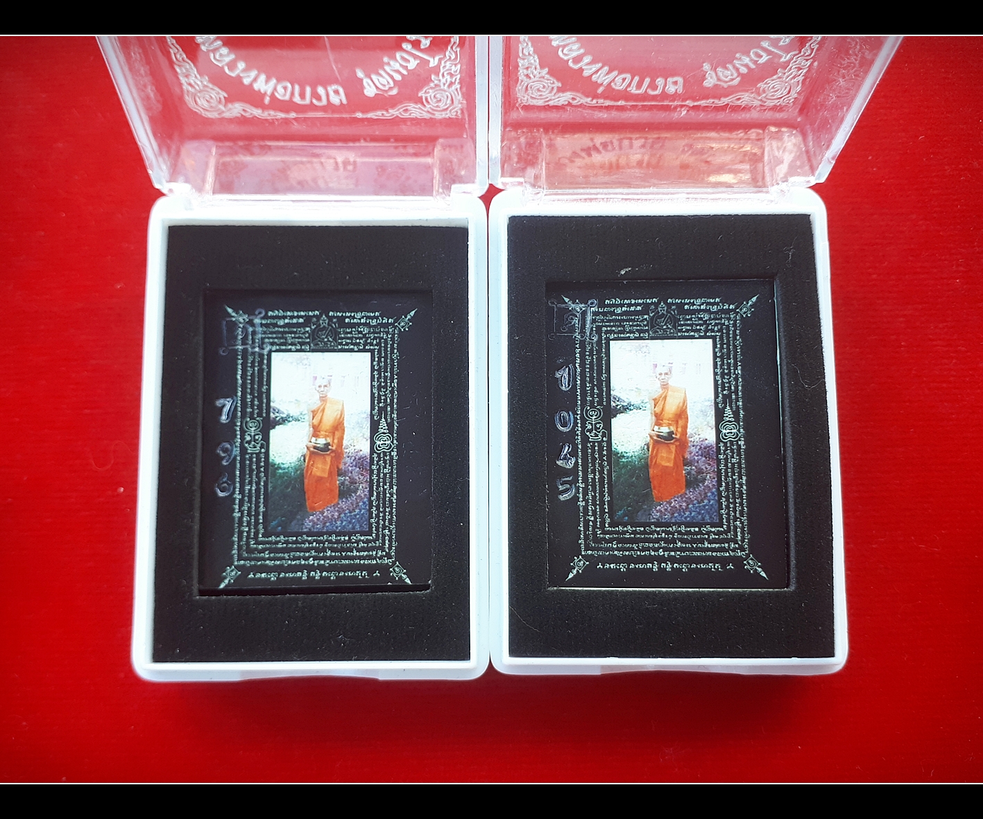 รูปภาพสี หลวงพ่อกวย วัดโฆสิตามราม(วัดบ้านแค) อุ้มถือบาตร ติดจีวร หลวงพ่อกวย รุ่นบารมีมหาทาน บูชาครู ปี2559