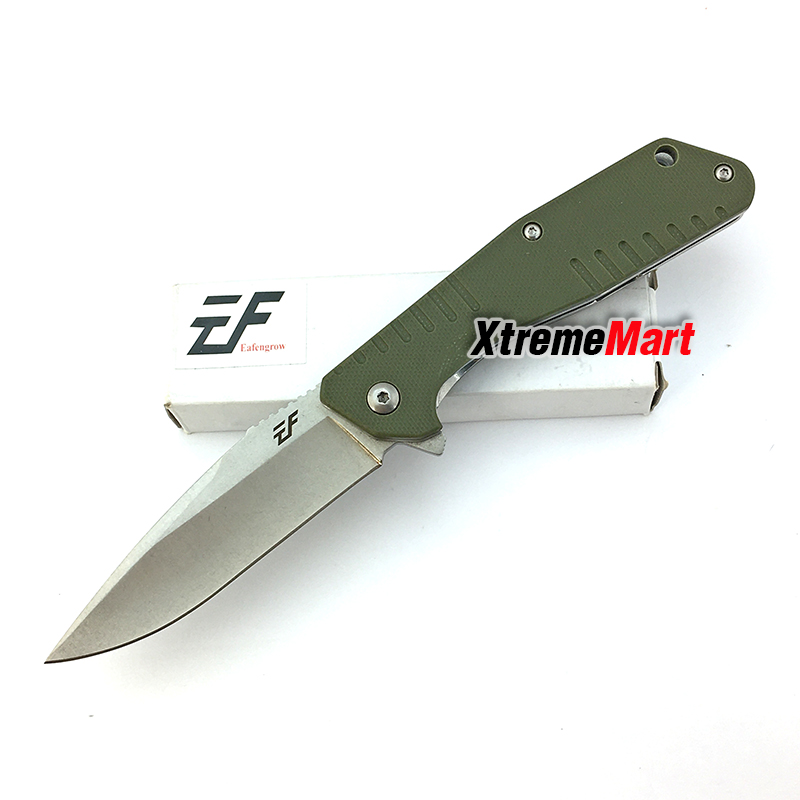 มีดพับ Eafengrow 02BS ใบเงิน stonewash D2 Blade Pocket Knives G10 Handle ด้ามสีเขียว (เล่มละ)