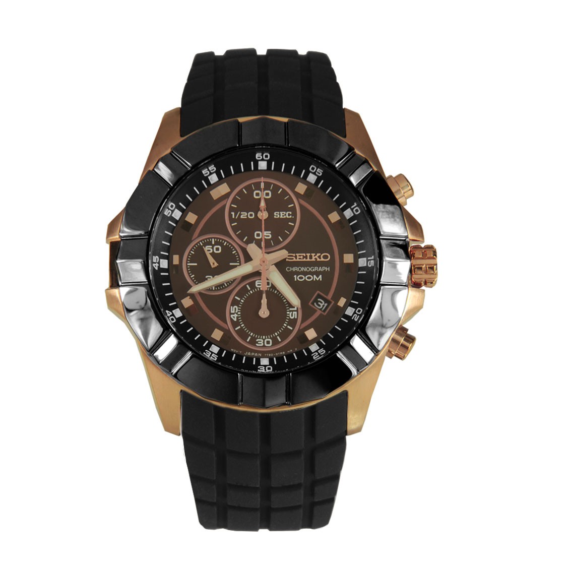 SEIKO The Lord Chronograph Men's Watch รุ่น SNDD80P1 นาฬิกาข้อมือผู้ชาย สายยางเรซิ่นสีดำ