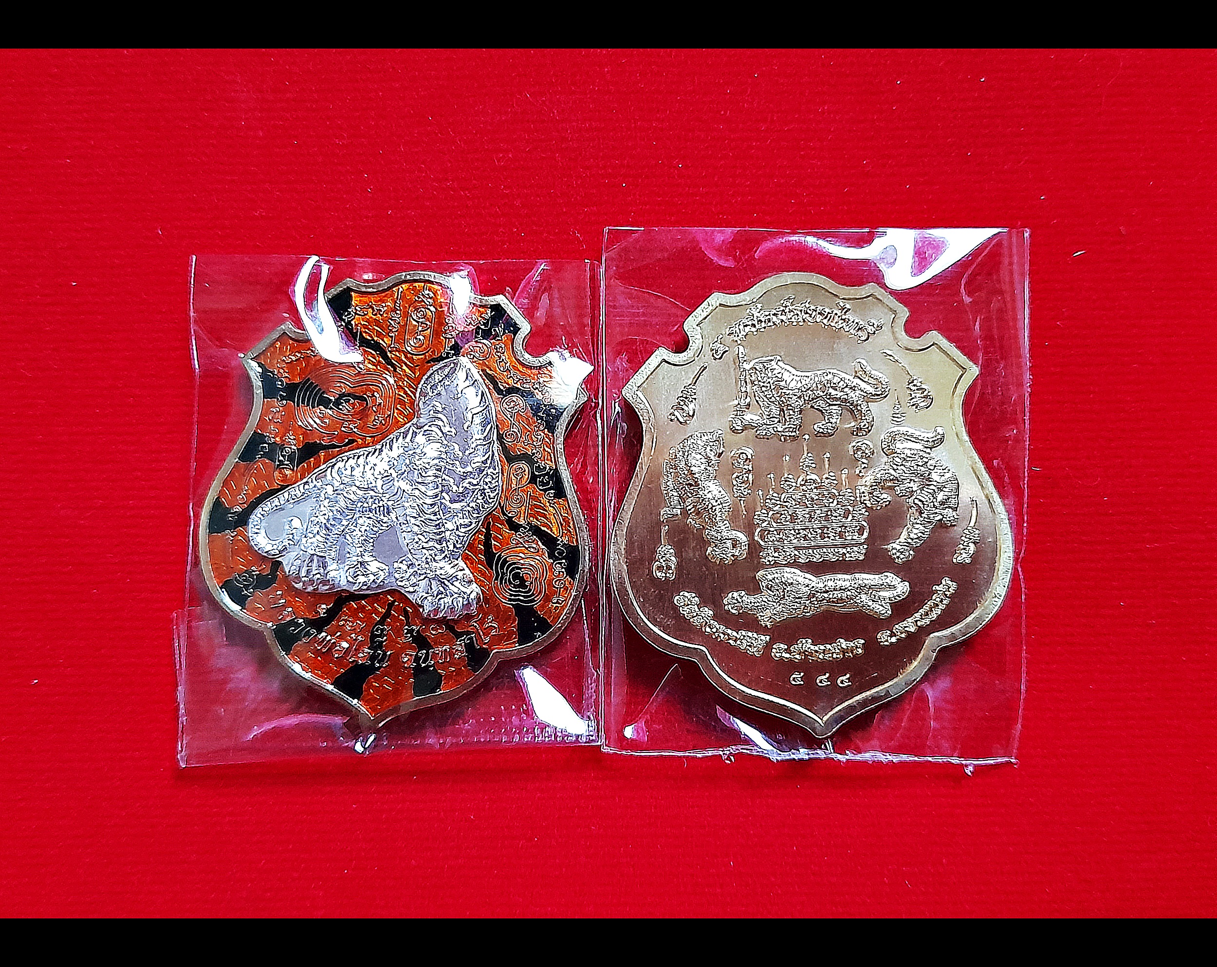 เหรียญเสือหัวขาด เสือ 5 ตัว 5 พยัคฆ์สยบไพรี เนื้อสัตตะโลหะ ลงยาลายเสือ หน้ากากเงินแท้ ปี2564 #รับประกันแท้ #เลขโค็ดสวย๕๔๔