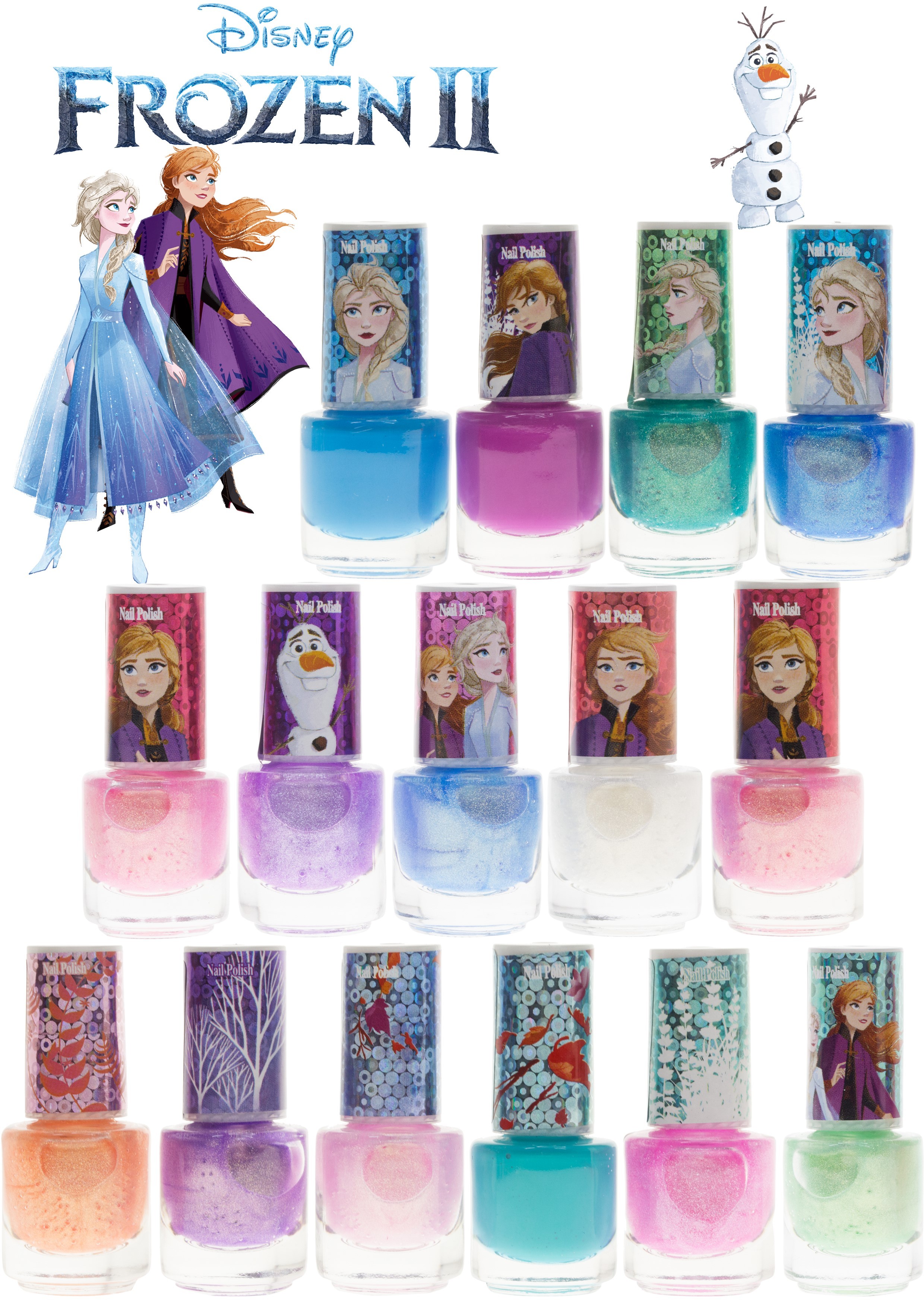 ชุดสีทาเล็บปลอดสารพิษสำหรับเด็ก TownleyGirl Disney Frozen2 Sparkle 18-Piece Nail Set