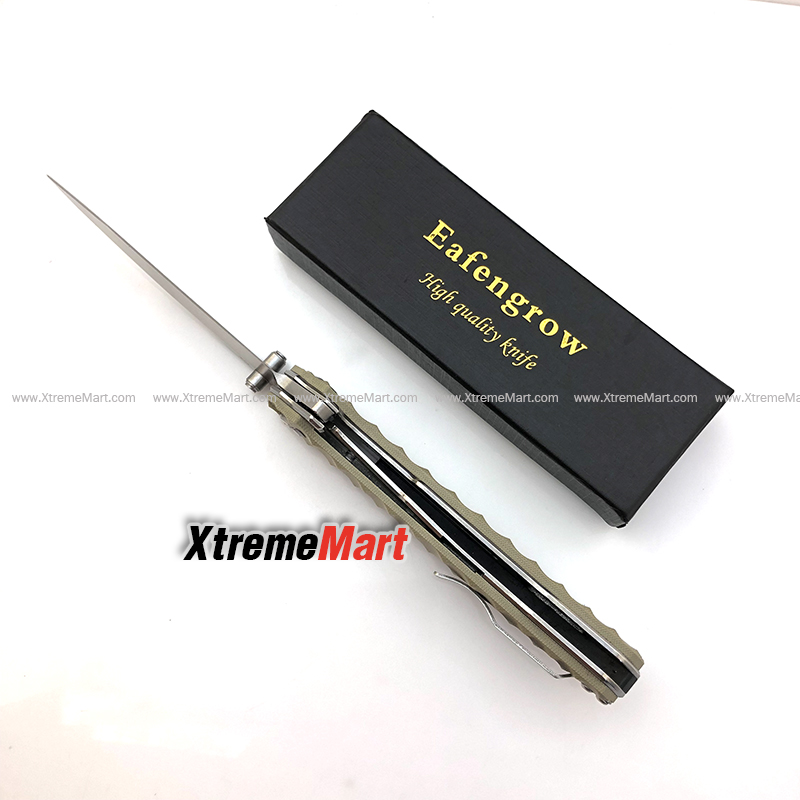 มีดพับ Eafengrow EF913 ด้ามน้ำตาล ใบ Tanto D2 Blade ด้าม G10 Handle Folding knife Survival Camping tool tactical knife (เล่มละ)