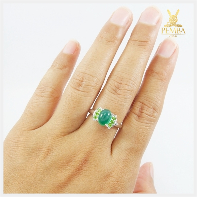 แหวนโมราแท้ เงินแท้925 ชุบทองคำขาว แหวนพลอยแท้