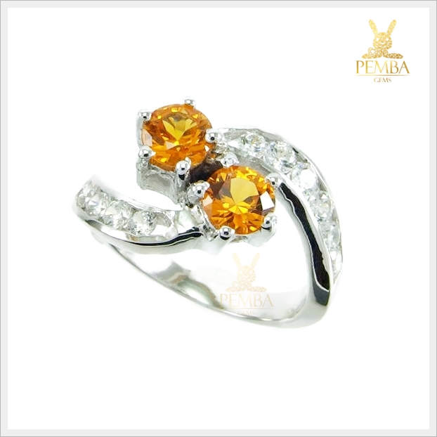 แหวนบุษราคัมแท้ สีเหลืองทองสวยใสไฟดี เงินแท้ ดีไซด์เก๋ๆ น่ารักๆ แหวนพลอยแท้