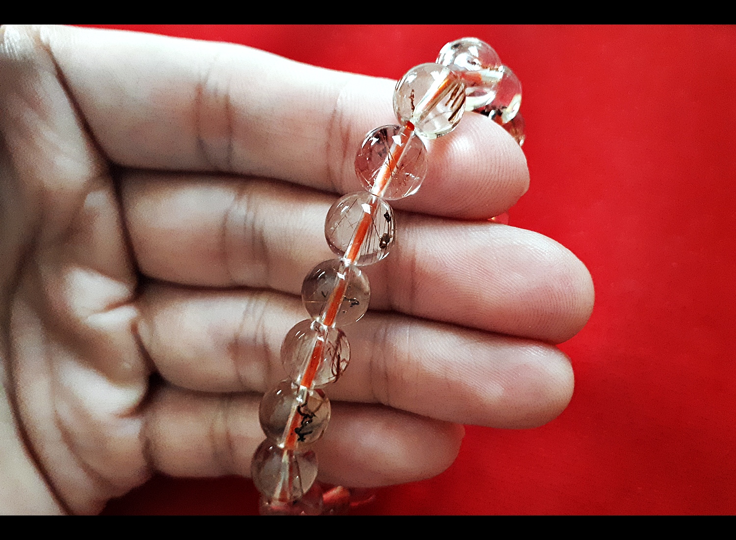สร้อยข้อมือ ประคำกำไล หินควอตซ์ไหมทอง แท้๑๐๐% ( Golden Rutile Quartz ) - (เข้าพิธีแล้ว)
