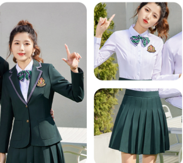 เครื่องแบบนักเรียนโรงเรียนนานาชาติ สองภาษา JK6705001 น้ำเงิน เขียว S-4XL