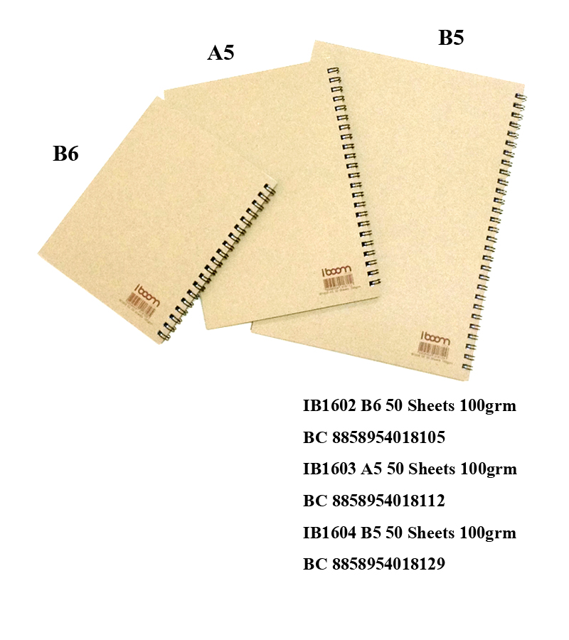 Wire bound book ,brown cover ,50 sheets bond paper 100 grams Size B6,A5,B5