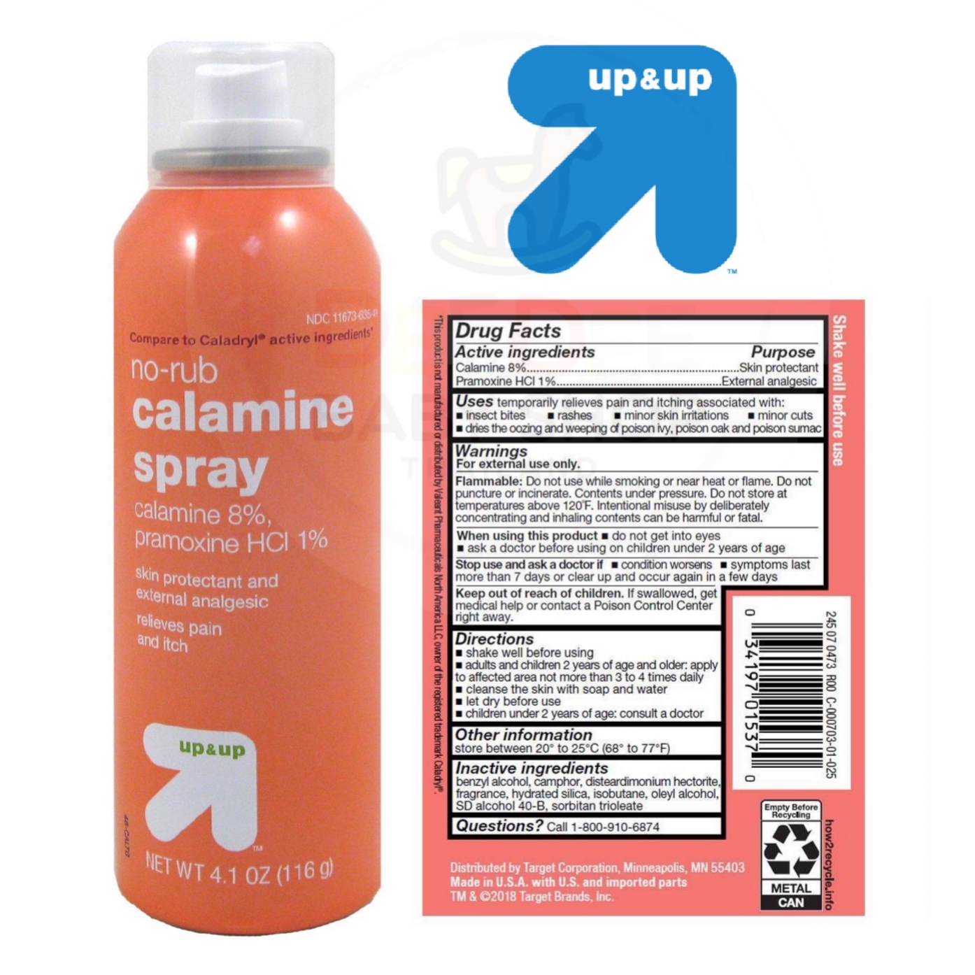คาลาไมน์ชนิดสเปรย์ Up & Up No-Rub Calamine Spray