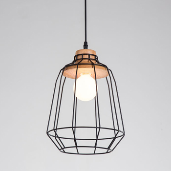 โคมไฟลวดดัด หัวไม้ แขวนเพดาน ทรงกรวย และทรงกระบอก