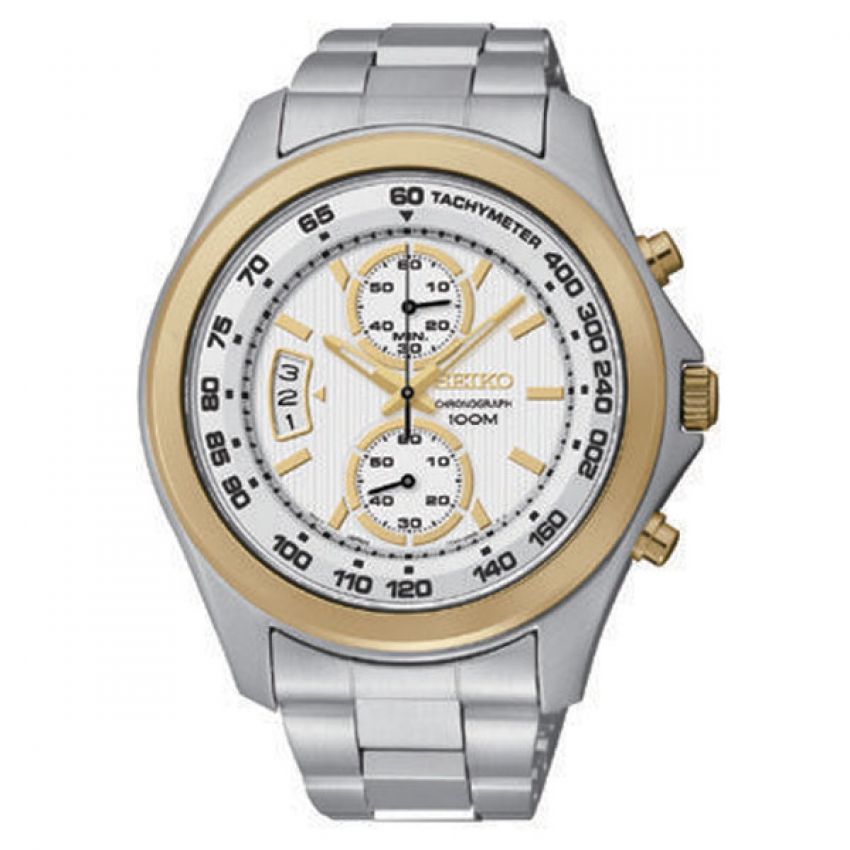 นาฬิกาข้อมือ SEIKO Chronograph Men's สายสแตนเลสสตีล กันน้ำ 100 เมตร SNN256P1