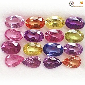 Fancy Sapphire พลอยเนื้อแข็งจัดเซท สีแฟนซี ขนาด 6x4 มิล น้ำหนักรวม 8.38 กะรัต จำนวน 16 เม็ด สีจัดว่าเข้ม สีสวย ของจริงสวยกว่าในรูปค่ะ เนื้อสะอาด