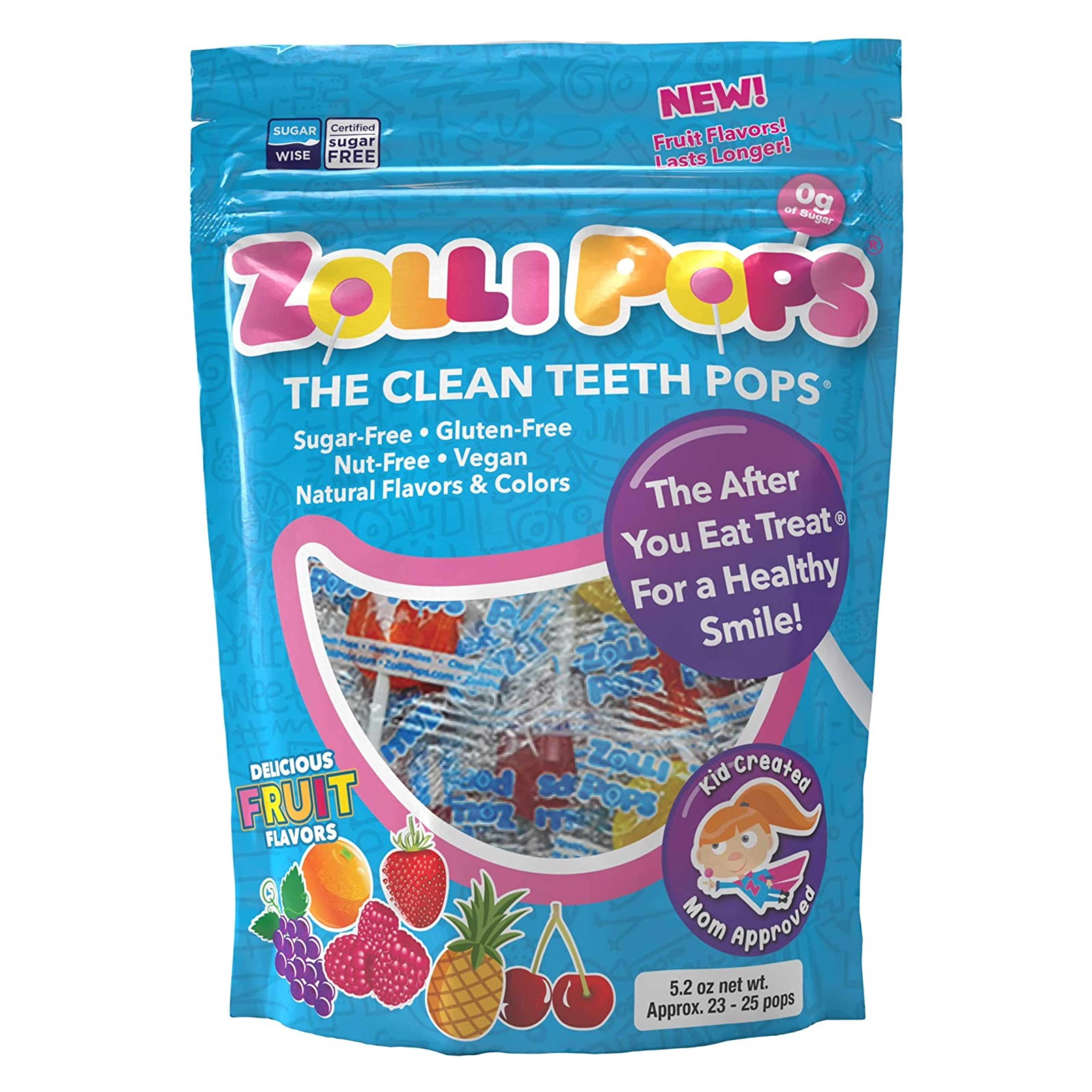 ลูกอมป้องกันฟันผุสำหรับเด็ก Zolli Pops THE CLEAN TEETH POPS (5.2 Oz.)