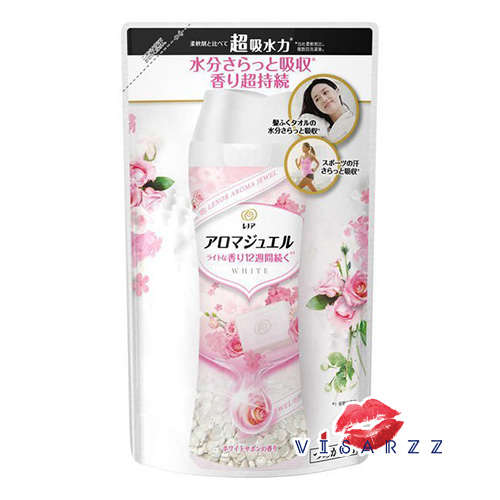 (Refill ชมพู สบู่ & กุหลาบ) P&G Lenor Aroma Jewel 415mL # White Soap กลิ่นกุหลาบและสบู่ เม็ดน้ำหอม สำหรับซักผ้า ลดกลิ่นอับ ให้ผ้าหอมยาวนาน