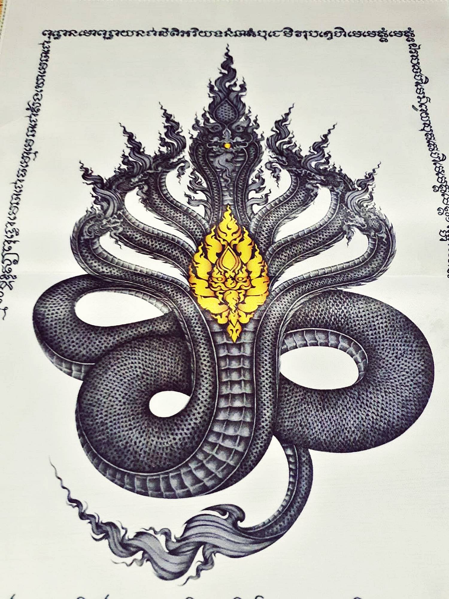 ผ้ายันต์ พญานาคมุจลินทร์ 7เศียร ปี2560 - ครูบากฤษดา วัดสันพระเจ้าแดง(วัดป่ายาง) หลวงปู่หา วัดสักกะวัน อฐิษฐานจิต