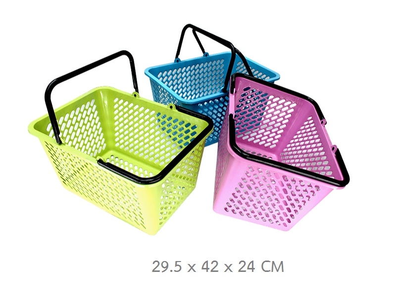 P07451 ตะกร้าเหลี่ยม ช๊อปปิ้ง หูหิ้ว (29.5 x 42 x 24 cm) (ราคาส่งต่อ 1 โหล : 12 ใบ)