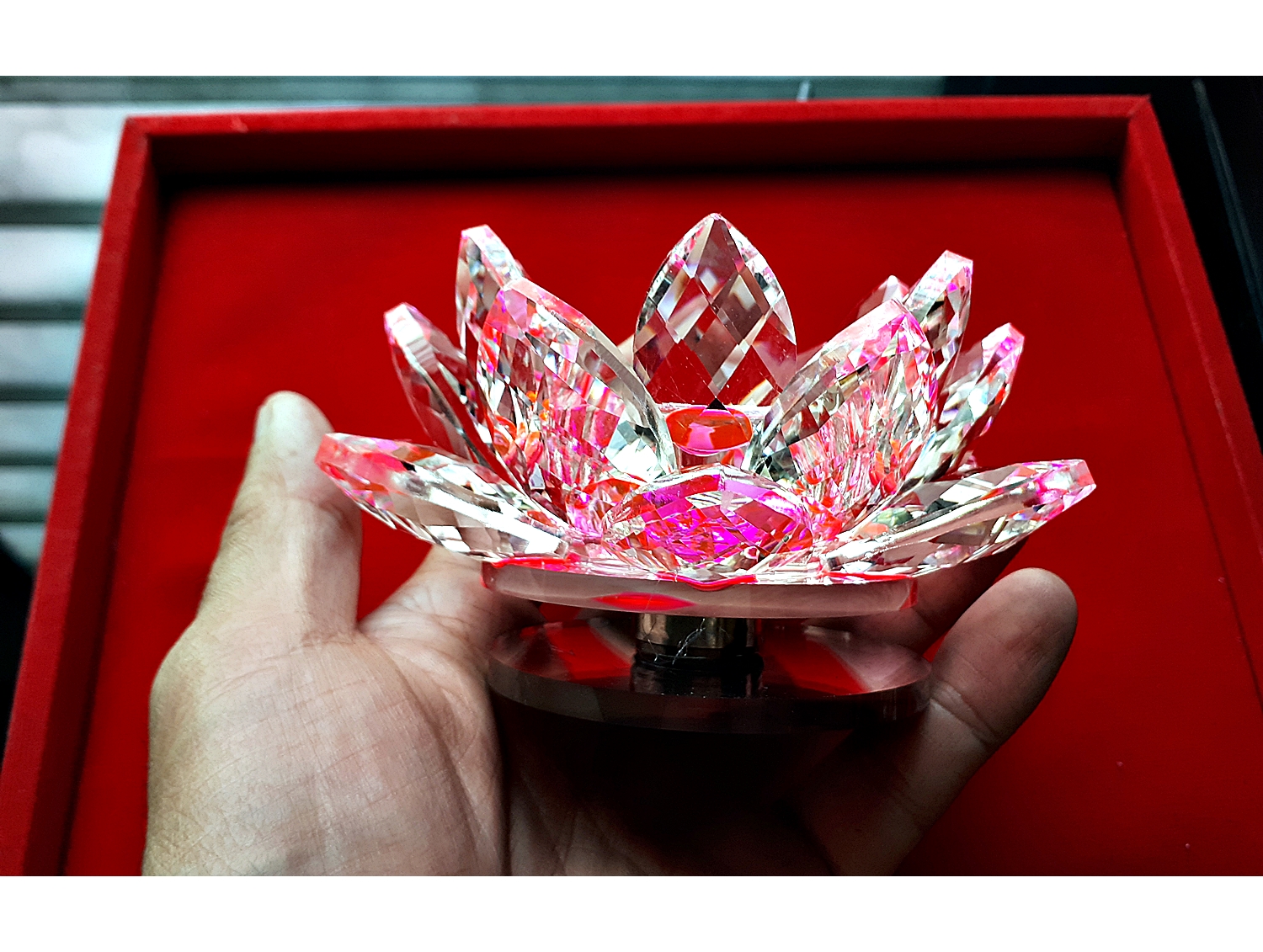 ฐานวางลูกแล้ว ขาตั้งที่วางลูกแก้ว ฐานคริสตัลกลีบดอกบัว2ชั้น คละสีต่างๆ หลากสี หลายขนาด (ขายปลีก ขายส่ง)