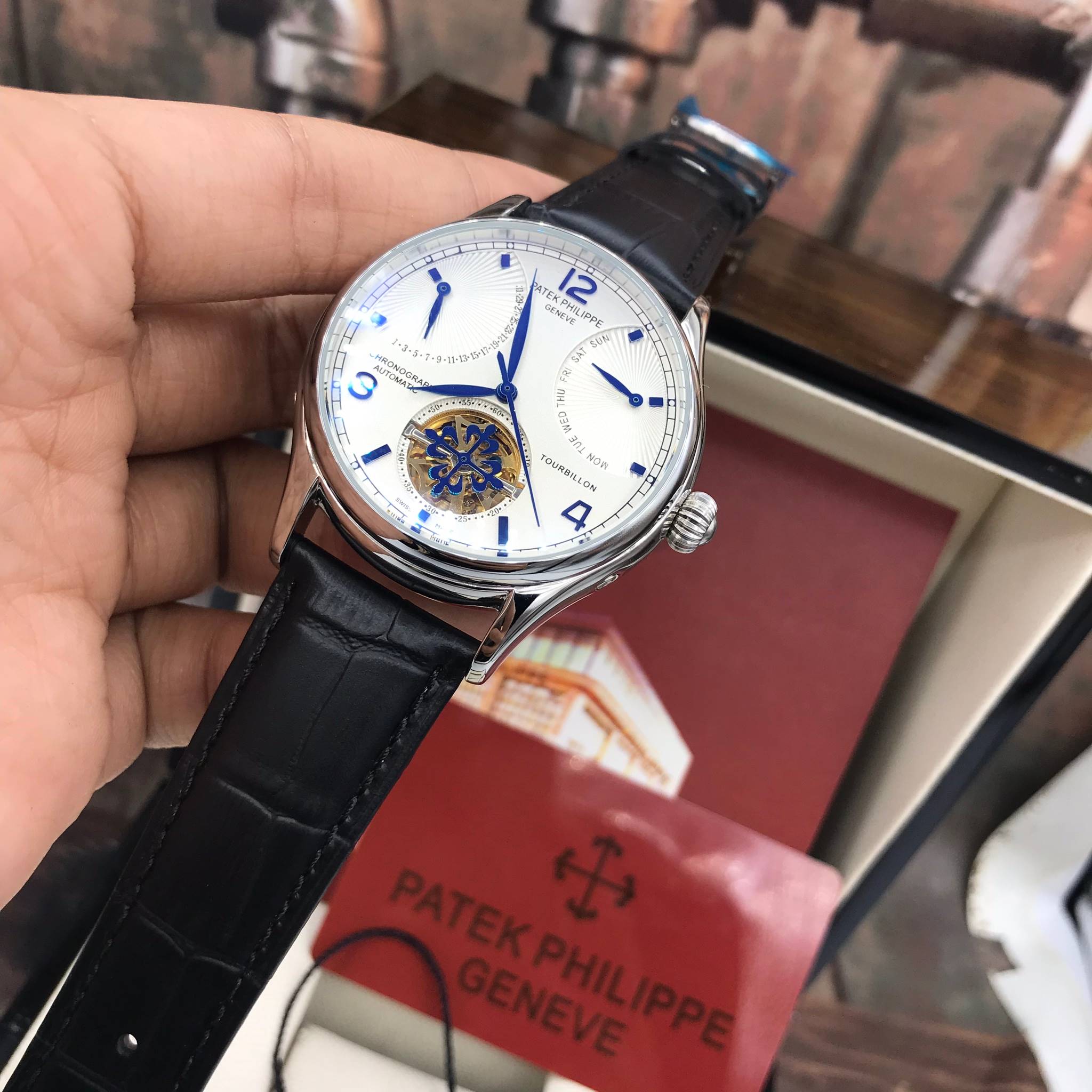 นาฬิกา Patek Philippe สีเงิน หน้าขาว งานเกรด Top Mirror Swiss