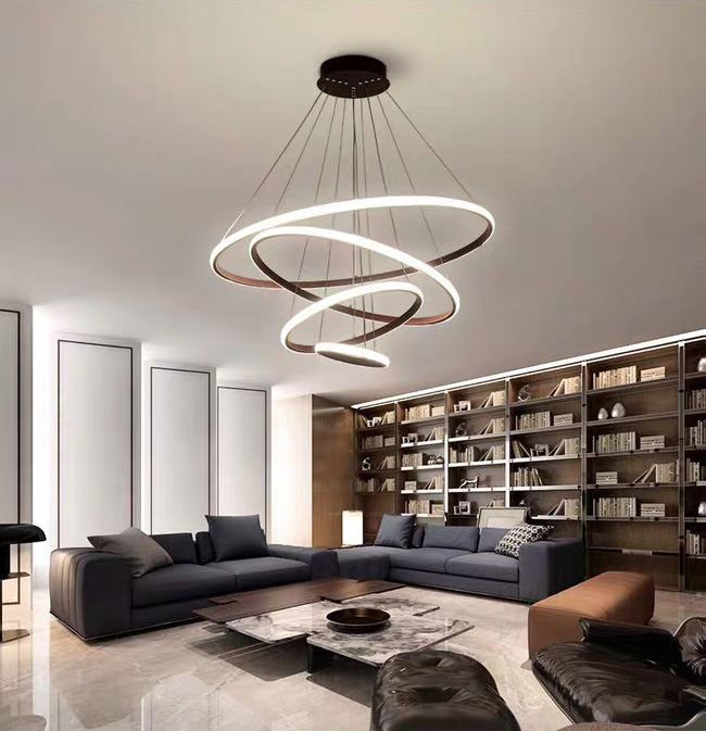 โคมไฟแขวนเพดานทรงวงแหวนกลม LED สไตล์โมเดิร์นปรับเอียงได้ [C-8821]