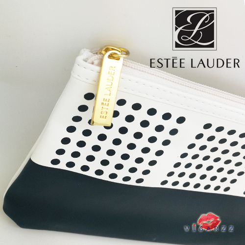 Estee Cosmetic Bag Navy Polkadot กระเป๋าเครื่องสำอาง Estee ธีมสีกรมท่า เพิ่มความหรูด้วยซิปทองปั๊มโลโก้เอสเต้