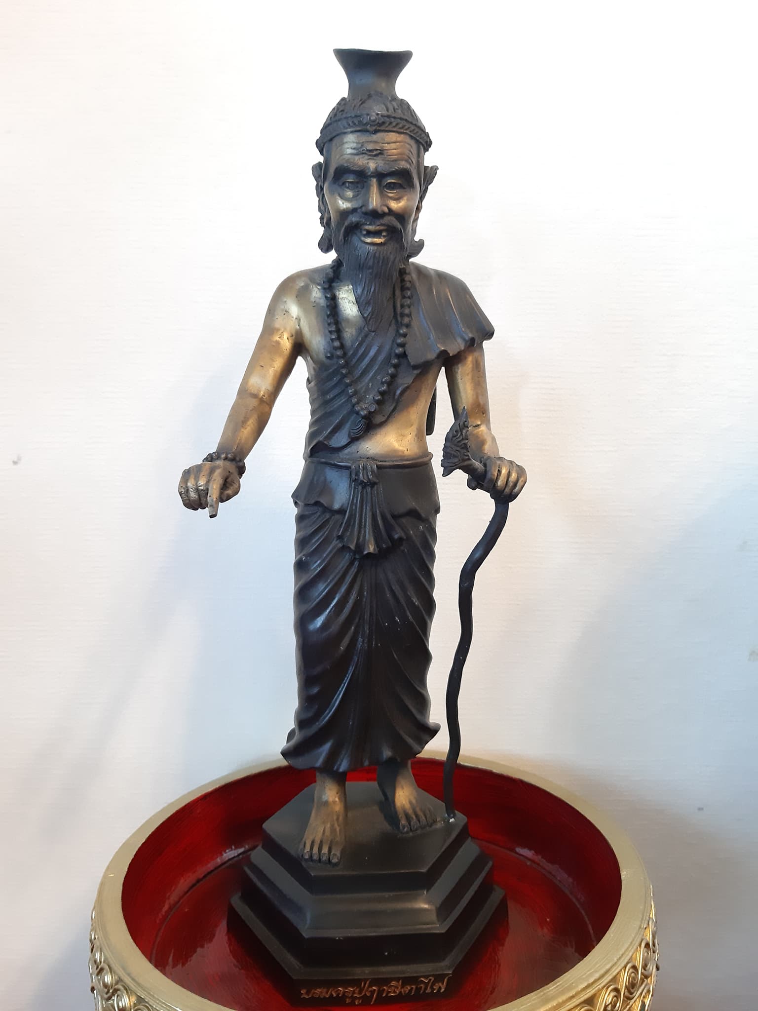 รูปหล่อ รูปปั้น บรมครูปู่ฤาษีตาไฟ (สูง14นิ้ว ฐานกว้าง4.5นิ้ว) เนื้อทองเหลือง