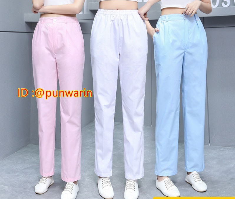 กางเกงหมอพยาบาล เอวขอบ TK6401002 สีภาพ S-3XL