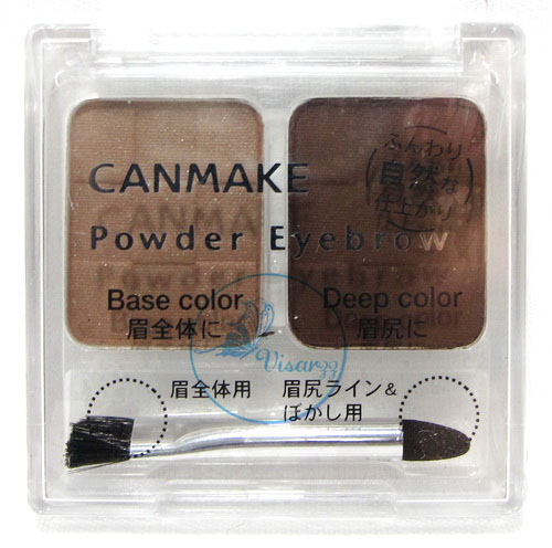 Canmake Powder Eyebrow # 12 เขียนคิ้วอย่างมีมิติสวยอย่างเป็นธรรมชาติ ด้วยเนื้อฝุ่นอัดแข็งสองสี ที่มาพร้อมแปรง 2 หัว