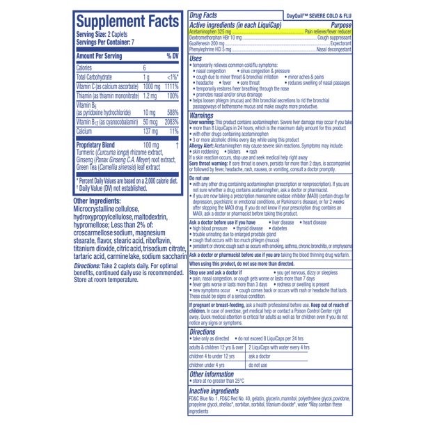 วิตามินบำรุงพร้อมยาบรรเทาอาการหวัด Vicks Super C + DayQuil SEVERE Cold & Flu Convenience Pack (52-Count)