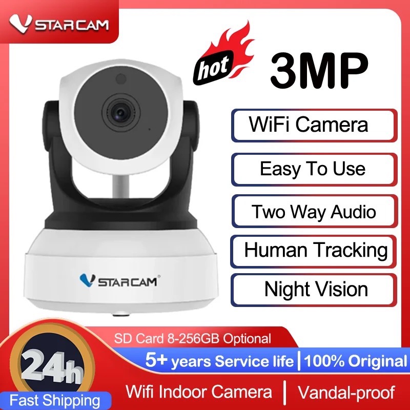 VSTARCAM กล้องวงจรปิด IP Camera รุ่นC24S ความละเอียด3ล้าน H.264+ มีAIกล้องหมุนตามคน wifiในตัว