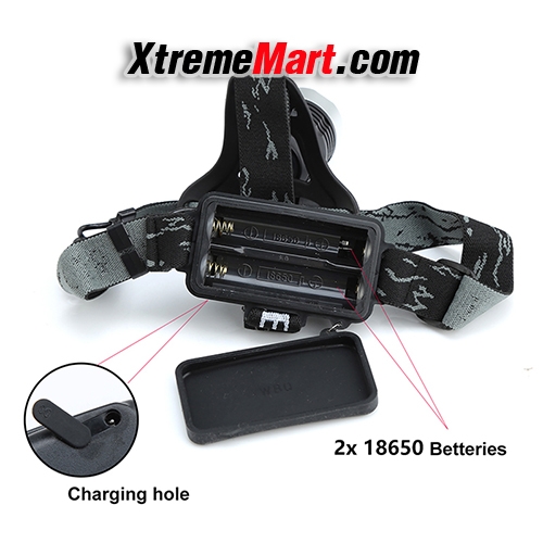 ชุดเซตไฟฉายคาดหัว High Power LED Headlamp XM-L T6 LED แสงเหลือง 4 โหมด สว่าง 1200LM ชาร์จได้ในตัว (สีดำ)