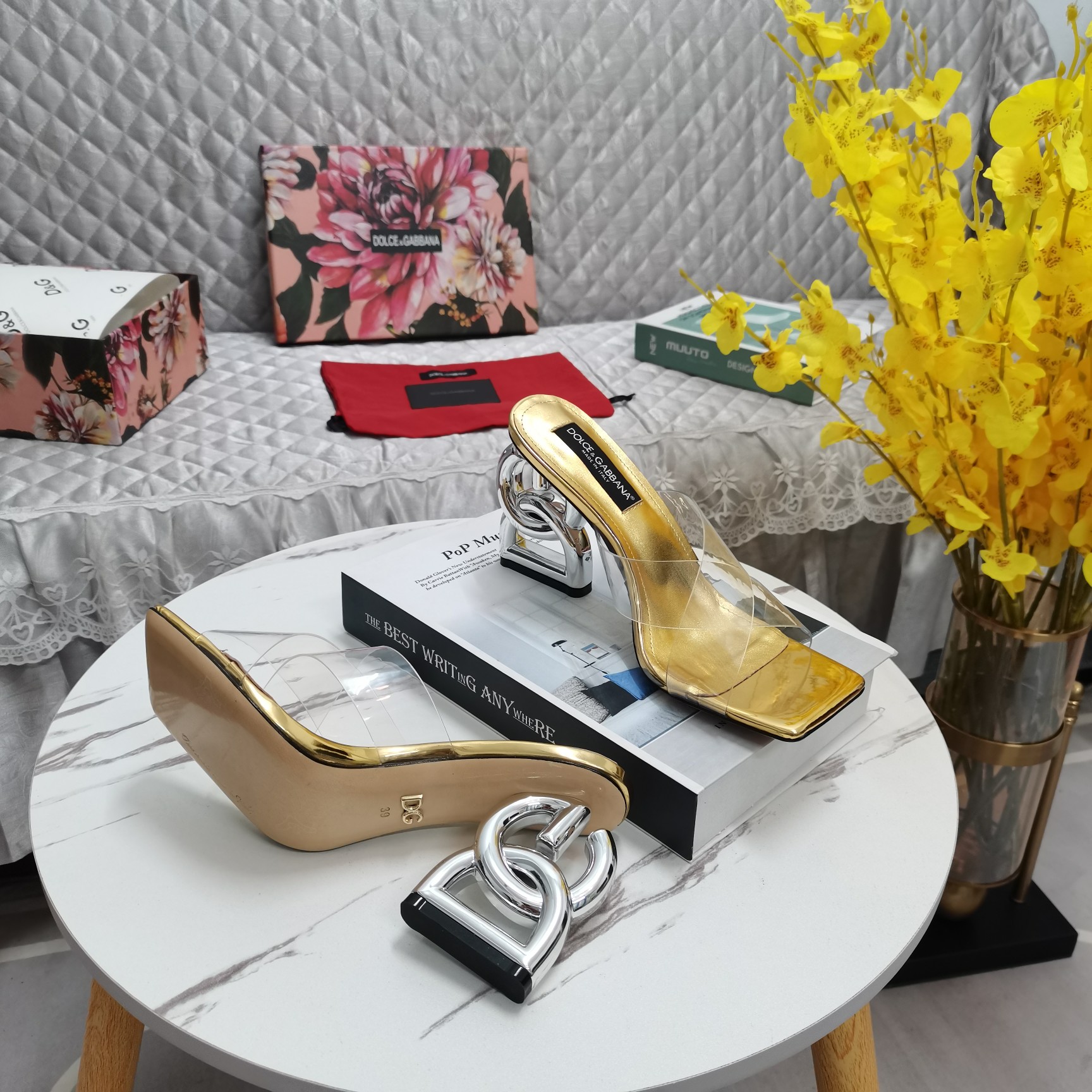 รองเท้าแตะ DG ส้นตัวอักษร DG size 34-43 หนังแท้