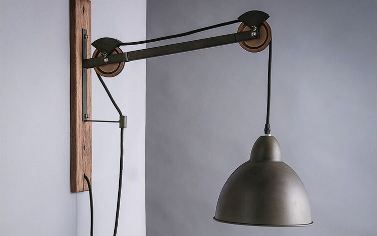 โคมไฟติดผนังสไตล์ Industrial ฐานไม้ รุ่น [17080]