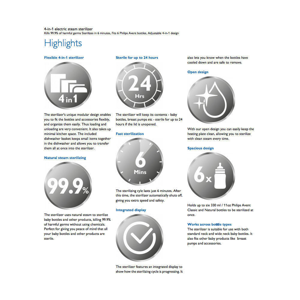 เครื่องนึ่งขวดนม Philips AVENT 3-in-1 Electric Steam Sterilizer