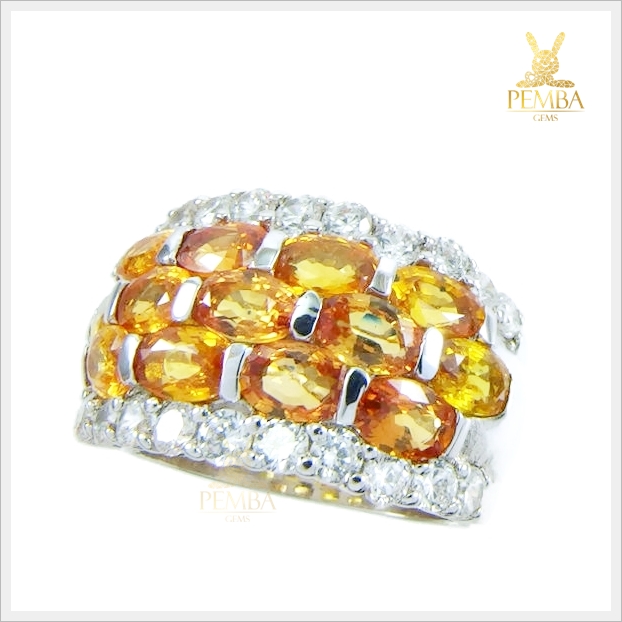 แหวนบุษราคัมแท้ เงินแท้ โชว์พลอยโดดเด่นเต็มๆ นิ้ว แหวนพลอยแท้