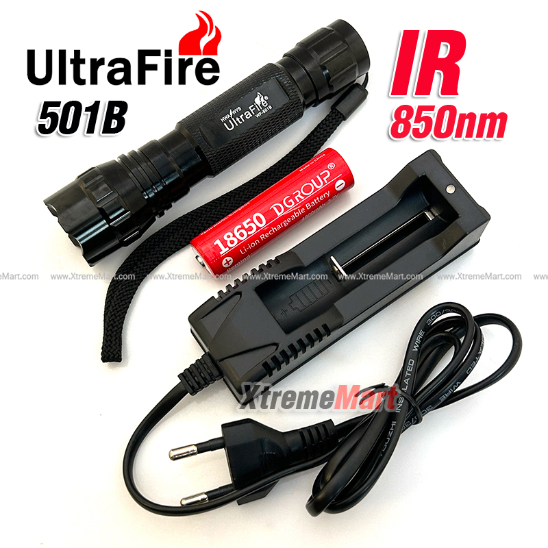 ชุดเซตไฟฉายอินฟาเรด UltraFire WF501B หลอดอินฟาเรด IR (Infrared LED) ความยาวคลื่น 850nm 5W Infrared Flashlight
