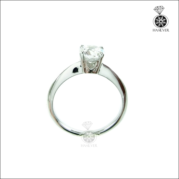 แหวนเงินแท้ 925 ชุบทองคำขาว ประดับเพชรCZ H&A อเมริกา