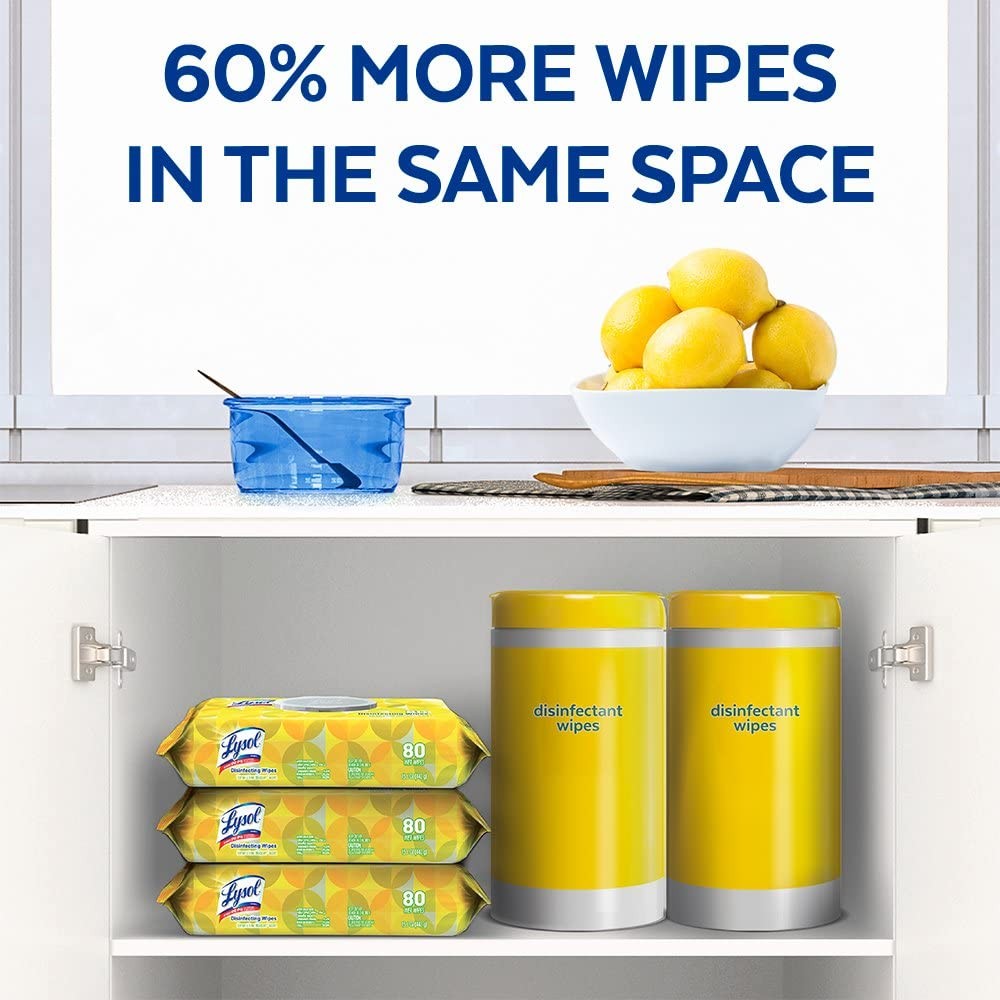 กระดาษเปียกทำความสะอาดพร้อมกำจัดเชื้อโรค Lysol Disinfecting Wipes - Lemon & Lime Blossom (80 Wet Wipes)