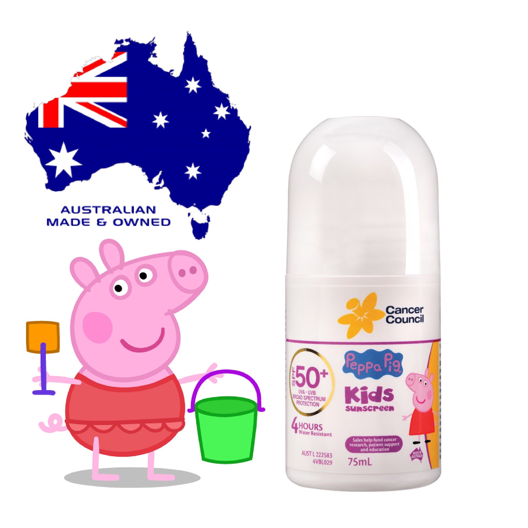 โรลออนกันแดดสำหรับลูกน้อย Cancer Council Peppa Pig Kids Sunscreen SPF50+ Roll-On
