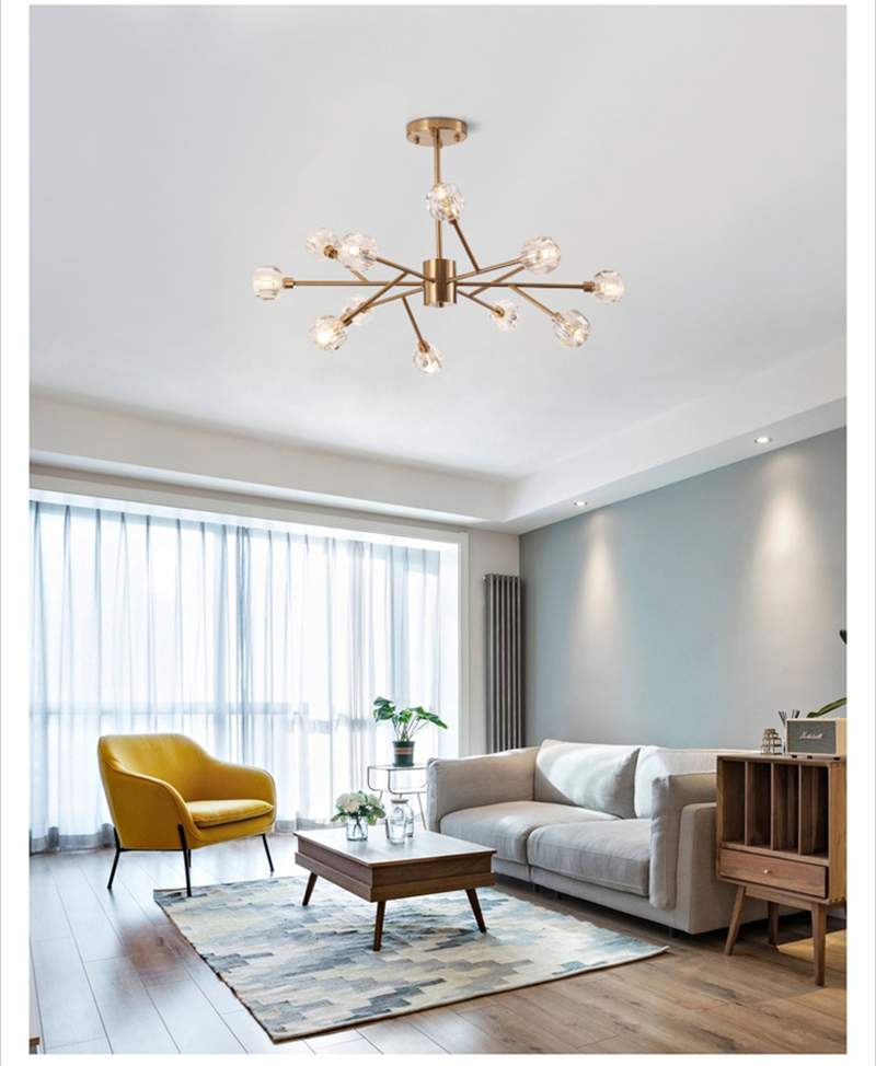 โคมไฟติดเพดานลายกิ่งคริสตัลสีทอง LED G4 [CRS18]