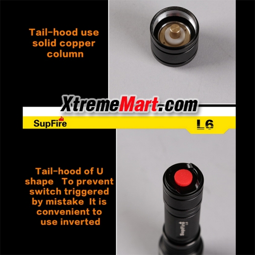 ไฟฉาย SupFire L6 หลอด LED XM-L T6 สว่าง 1100 Lumens 10W 5 โหมด พร้อมแบตเตอรี่ 26650 และเครื่องชาร์จ