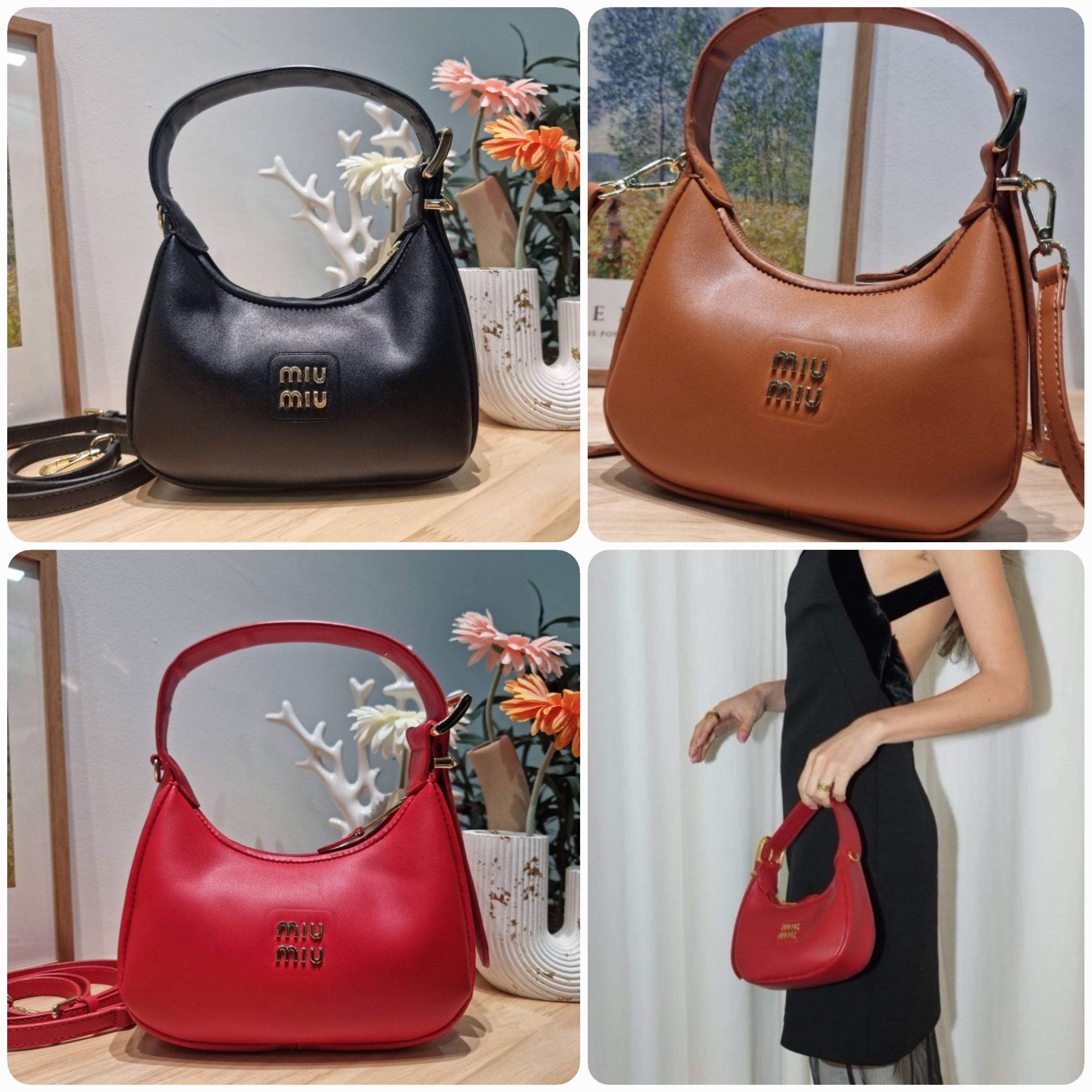 MIU MIU ZIP LEATHER TOP HANDLE BAG (แอดไลน์ก่อนสั่งซื้อ)