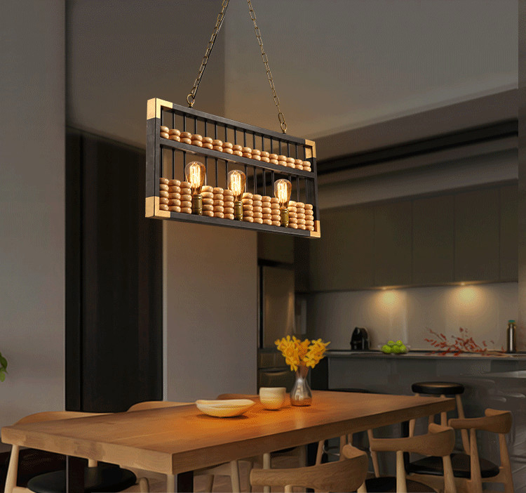 โคมไฟแขวนเพดานลูกคิดสไตล์วินเทจ [5172-D3]