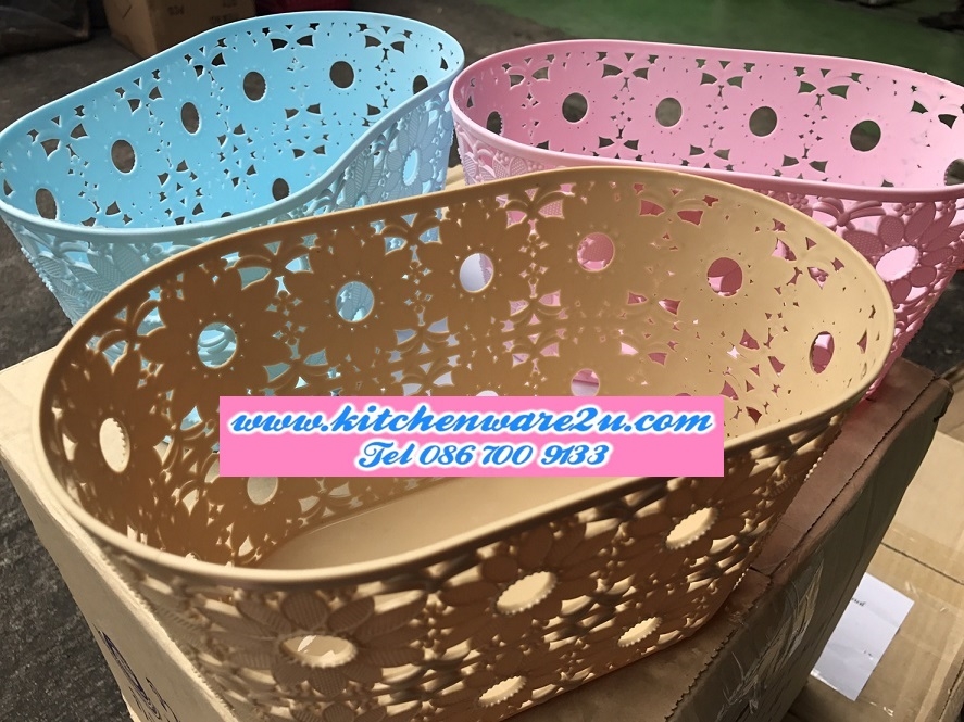 P10309 ตะแกรงวงรี ลายฉลุ (14*25*13 cm) สีหวาน สวย (ราคาส่งต่อ 1 โหล: 12 ชุด ขายส่งทุกอย่าง 20 บาท)