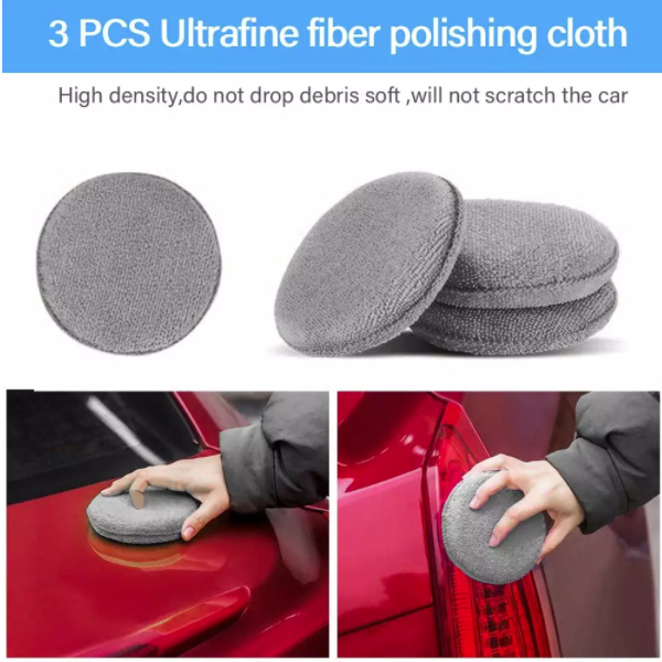 ชุดผ้าทำความสะอาดรถยนต์ เซ็ท 9 ชิ้น ฟองน้ำ ผ้าไมโครไฟเบอร์ เช็ดรถและกระจก ฟองน้ำลงแว๊กซ์ แปรงผ้าขัดล้อ