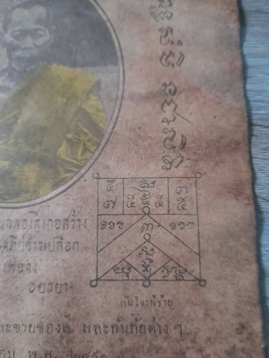 แผ่นยันต์ หลวงพ่อจง วัดหน้าต่างนอก ปี2491 (ขนาด16x21ซม) #รับประกันแท้และทัน