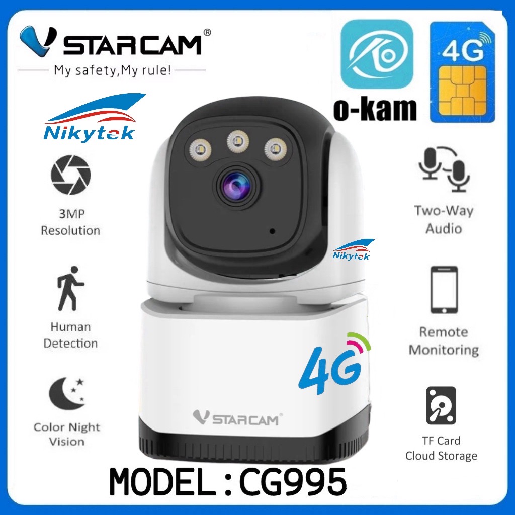 VSTARCAMใหม่สุด( ใส่ซิมได้ 4G )รุ่นCG995 -AI IPCAM 3MP 🔥Vstarcam กล้องวงจรปิดIP Camera Series（ภาพชัด3ล้าน)1296P 3.0MP